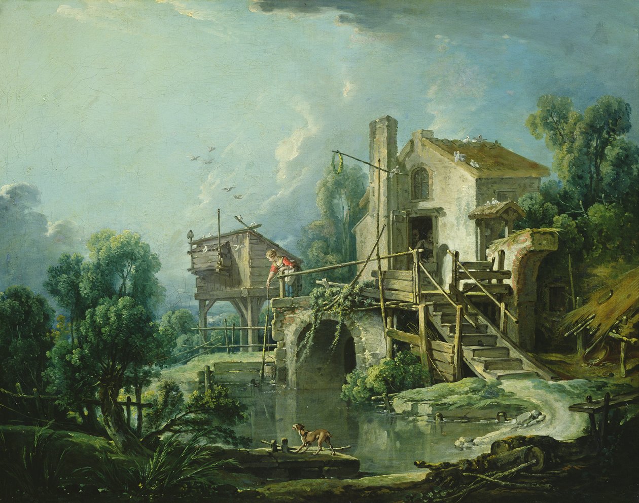 Quiquengrogne-vindmøllen ved Charenton eller Charenton-vindmøllen, ca. 1750-60 af François Boucher