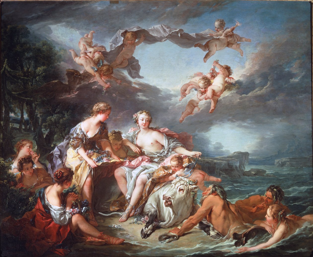 Kidnapningen af Europa - Olie på lærred af François Boucher