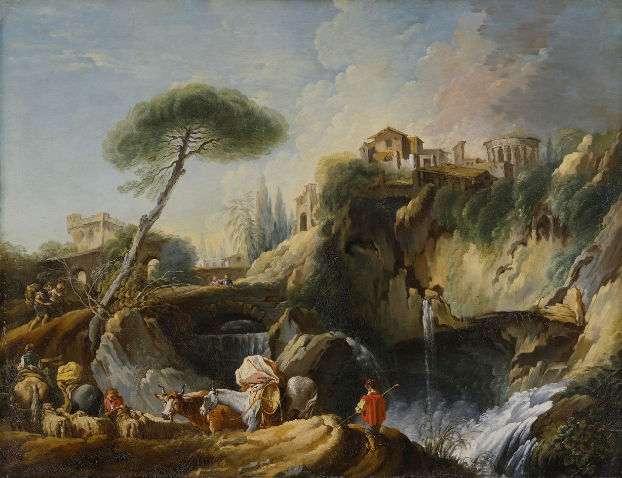 Udsigt over Tivoli med Vesta-templet, ca. 1749 af François Boucher