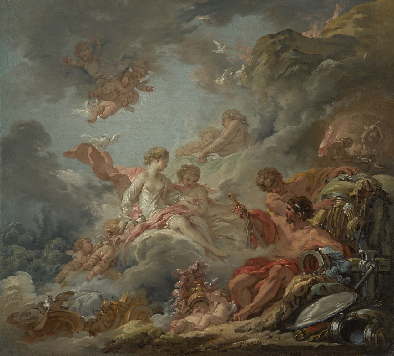 Vulkan præsenterer våben til Venus for Æneas, 1756 af François Boucher