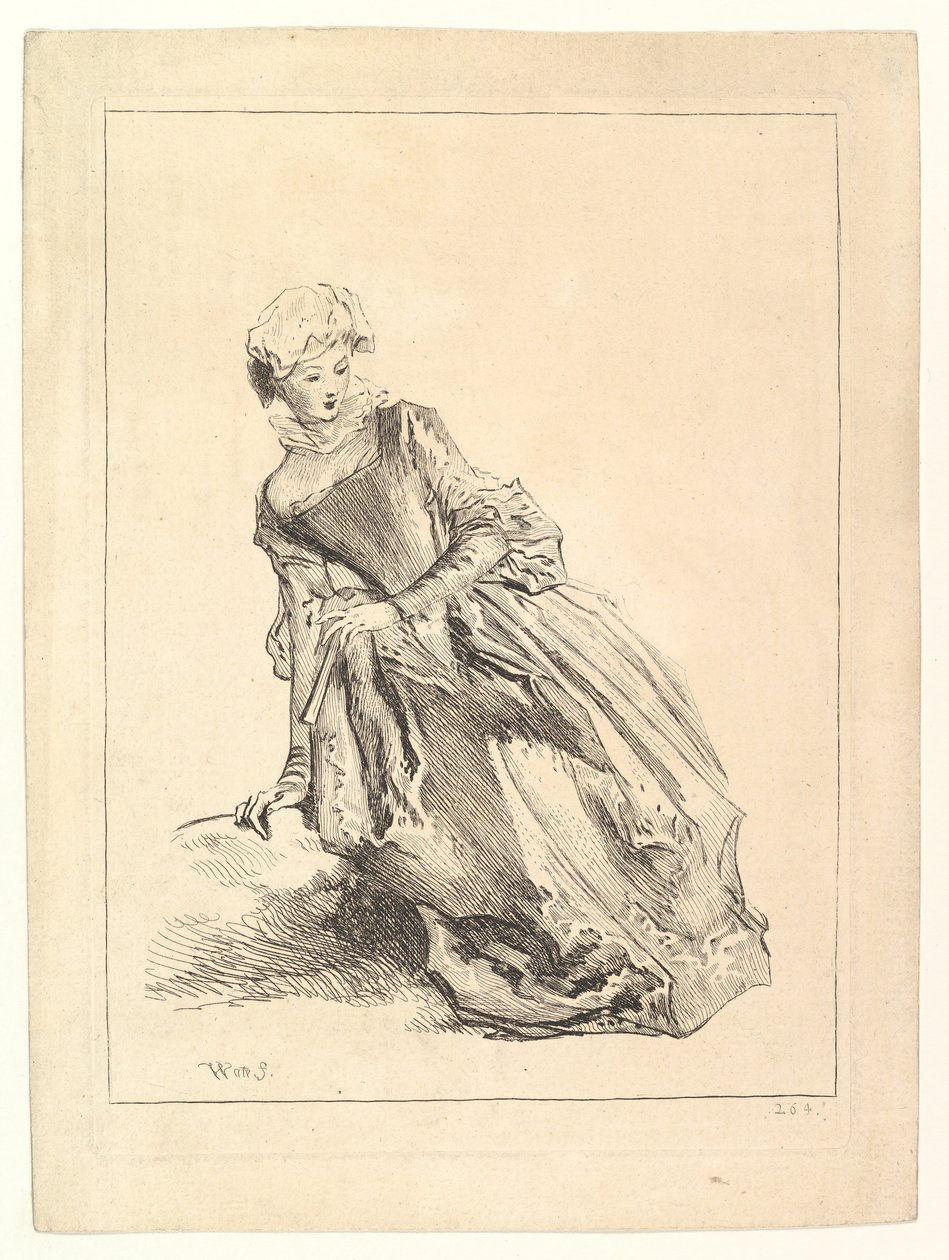 Kvinde lænet til venstre, 1722-28. af François Boucher