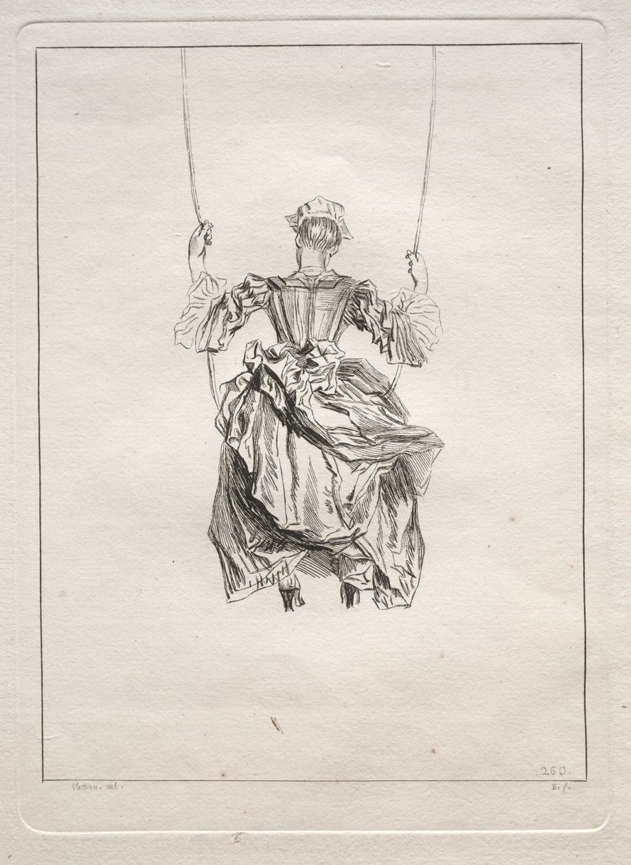 Kvinde på en gynge, set bagfra af François Boucher