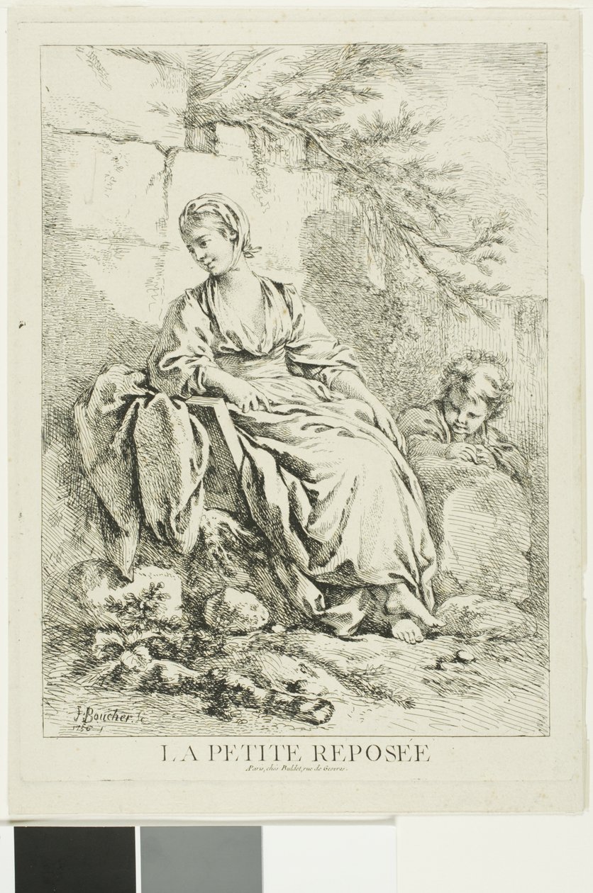 Ung kvinde hviler af François Boucher
