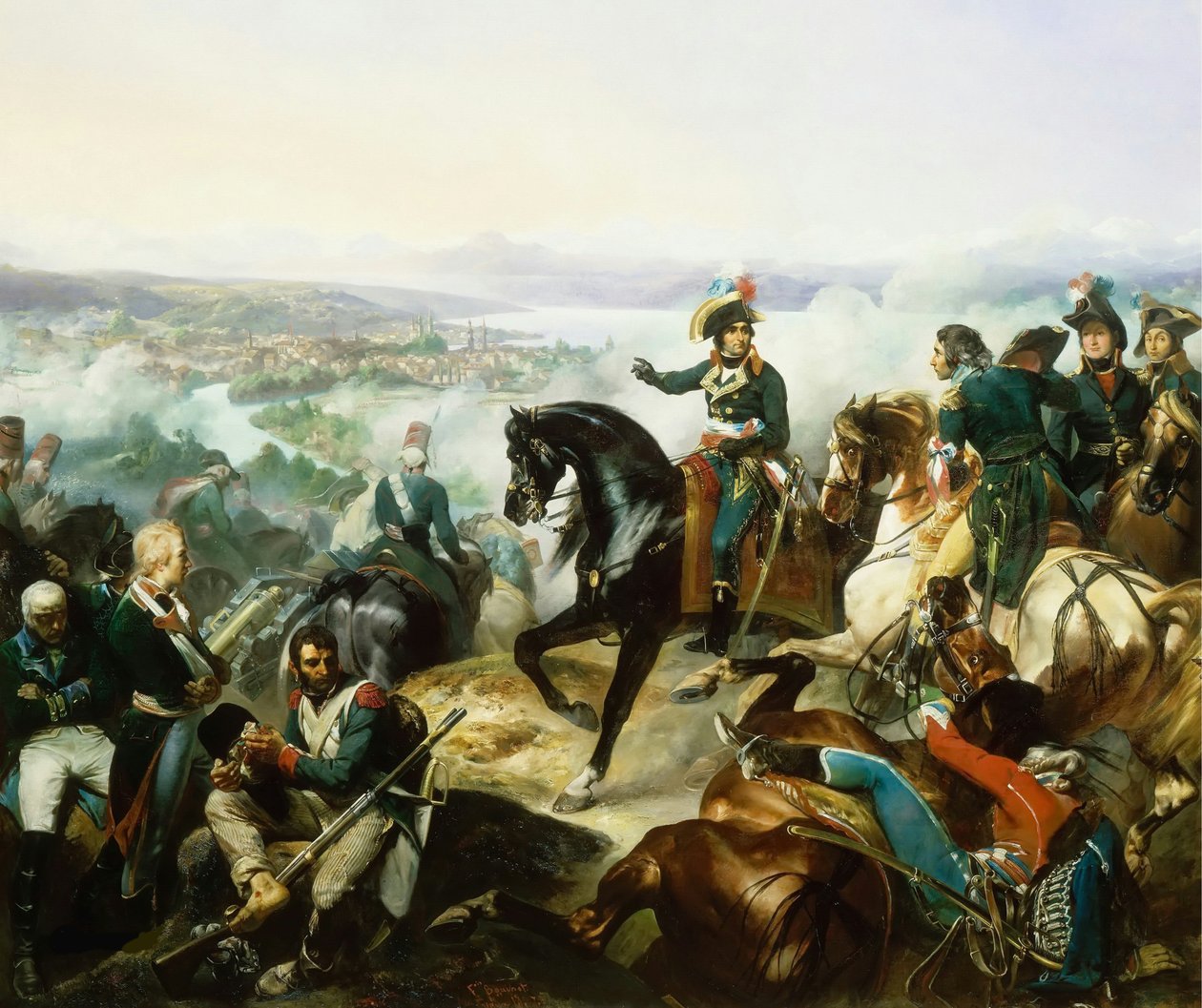 Fransk:  Bataille de Zurich, le 25 septembre 1799 Slaget ved Zürich, 25. september 1799 af Francois Bouchot