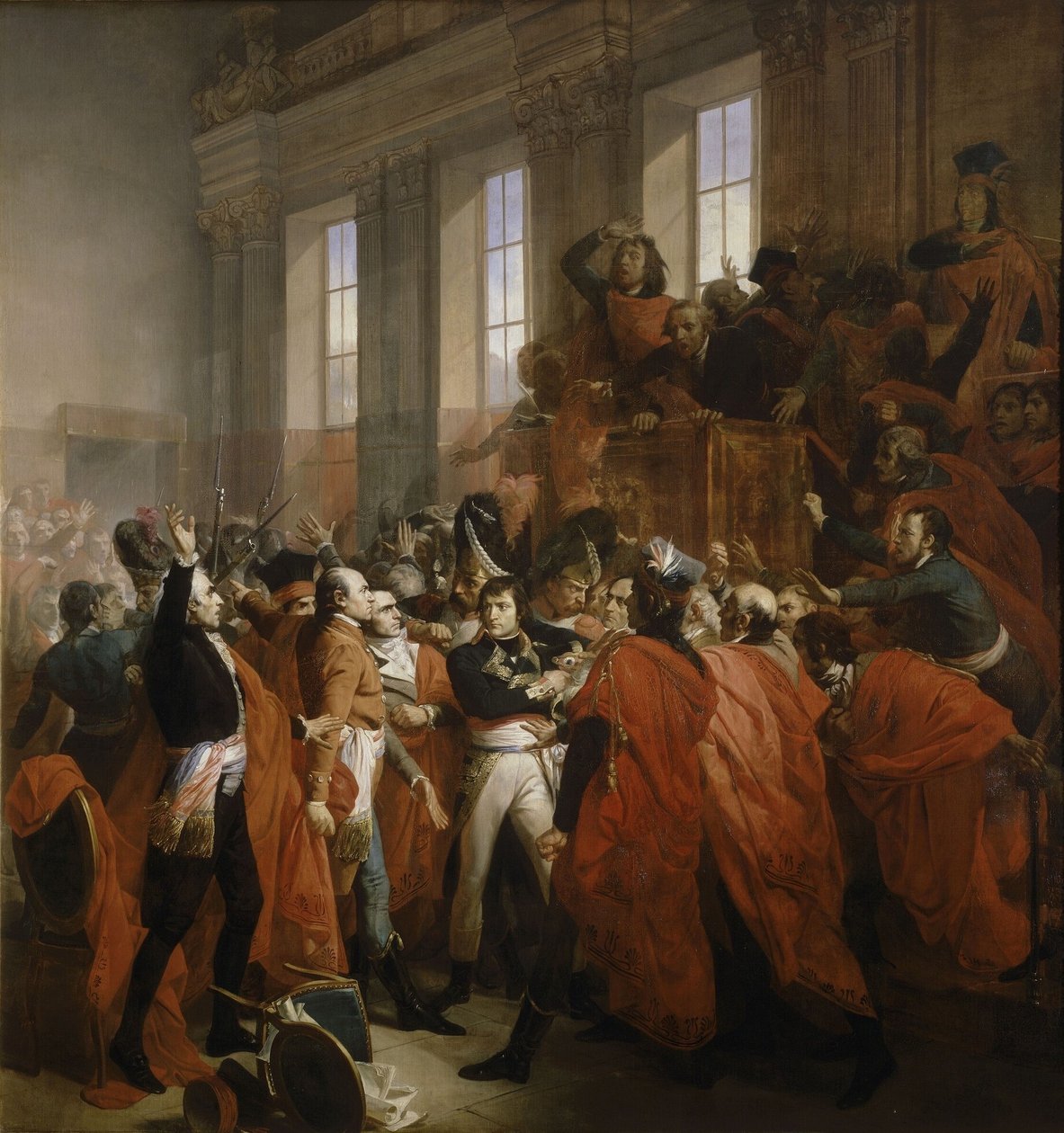 Napoleon Bonaparte ved statskuppet i 18. brumaire i Saint-Cloud. af Francois Bouchot
