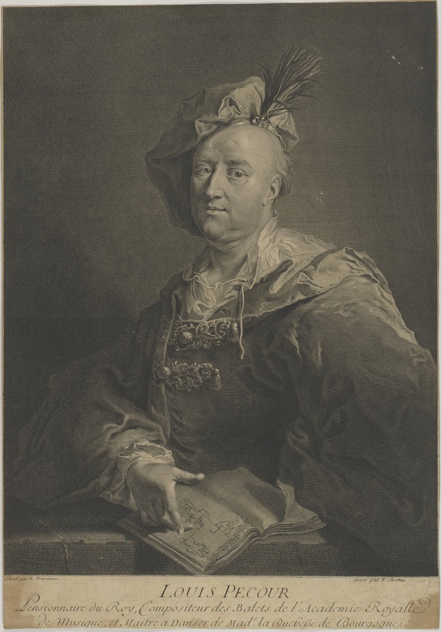 Portræt af danseren og koreografen Louis Pécour 1653-1729, ca 1720. af François Chereau