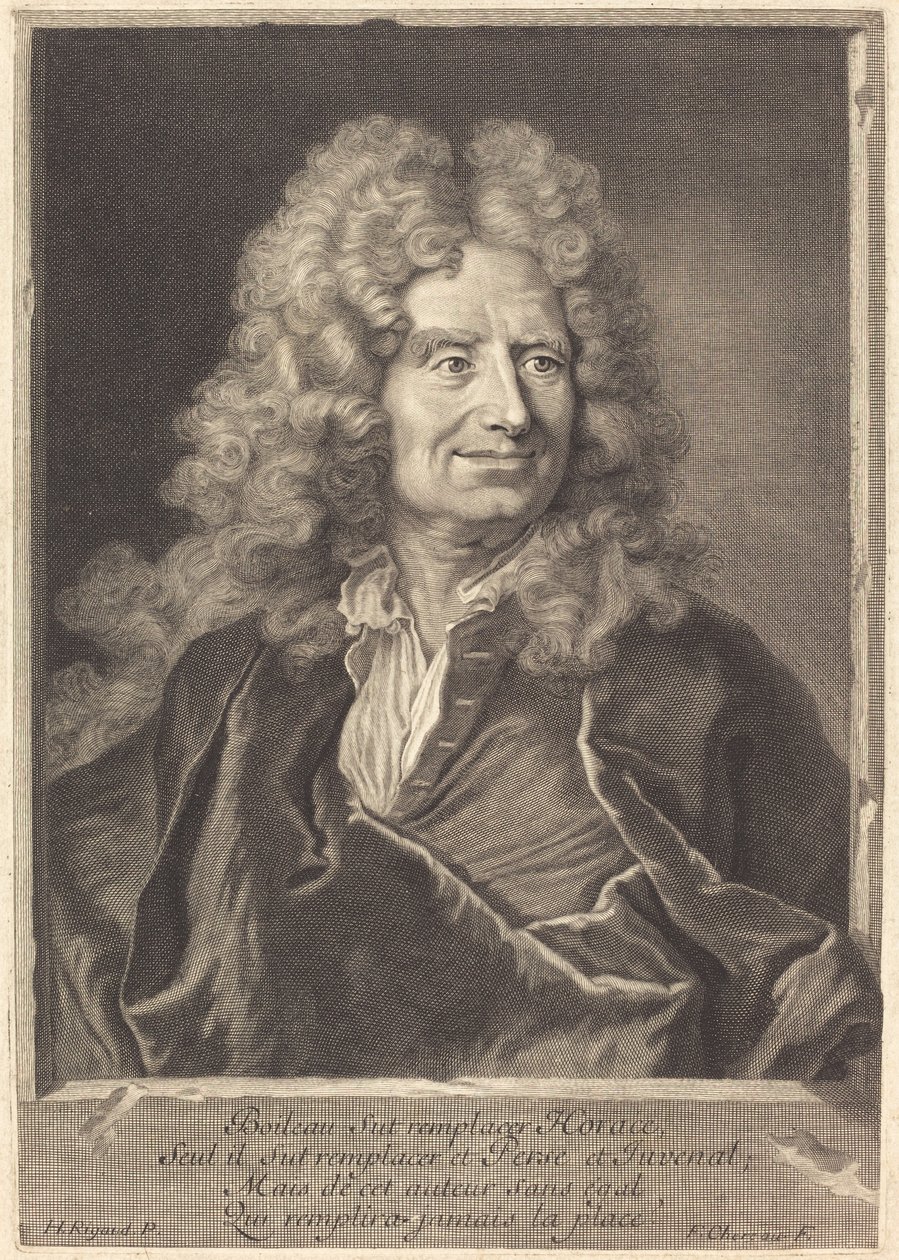 Nicholas Boileau af François Chereau I after Hyacinthe Rigaud