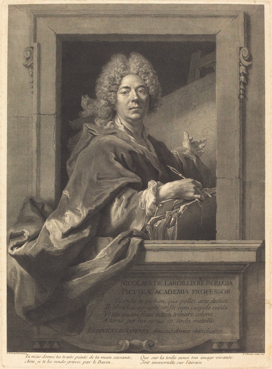 Nicolas de Largilliere af François Chereau I after Nicolas de Largillierre