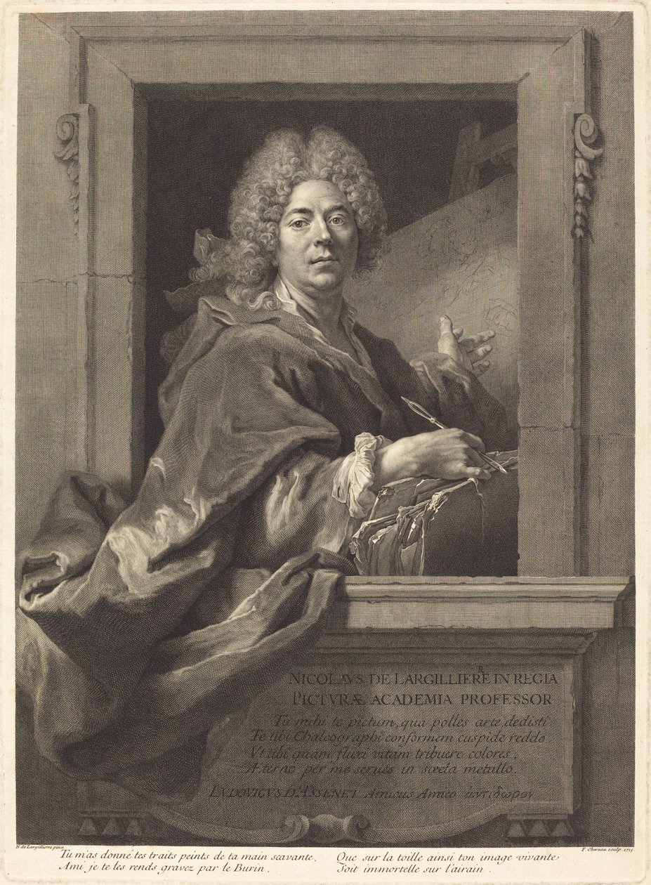 Nicolas de Largilliere af François Chereau I after Nicolas de Largillierre