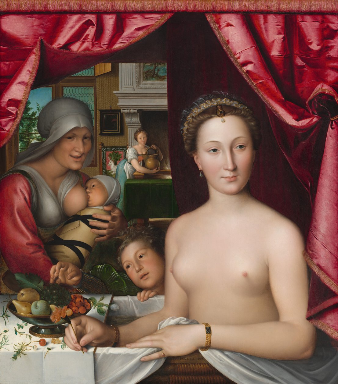 En dame i sit bad, ca. 1571. af François Clouet