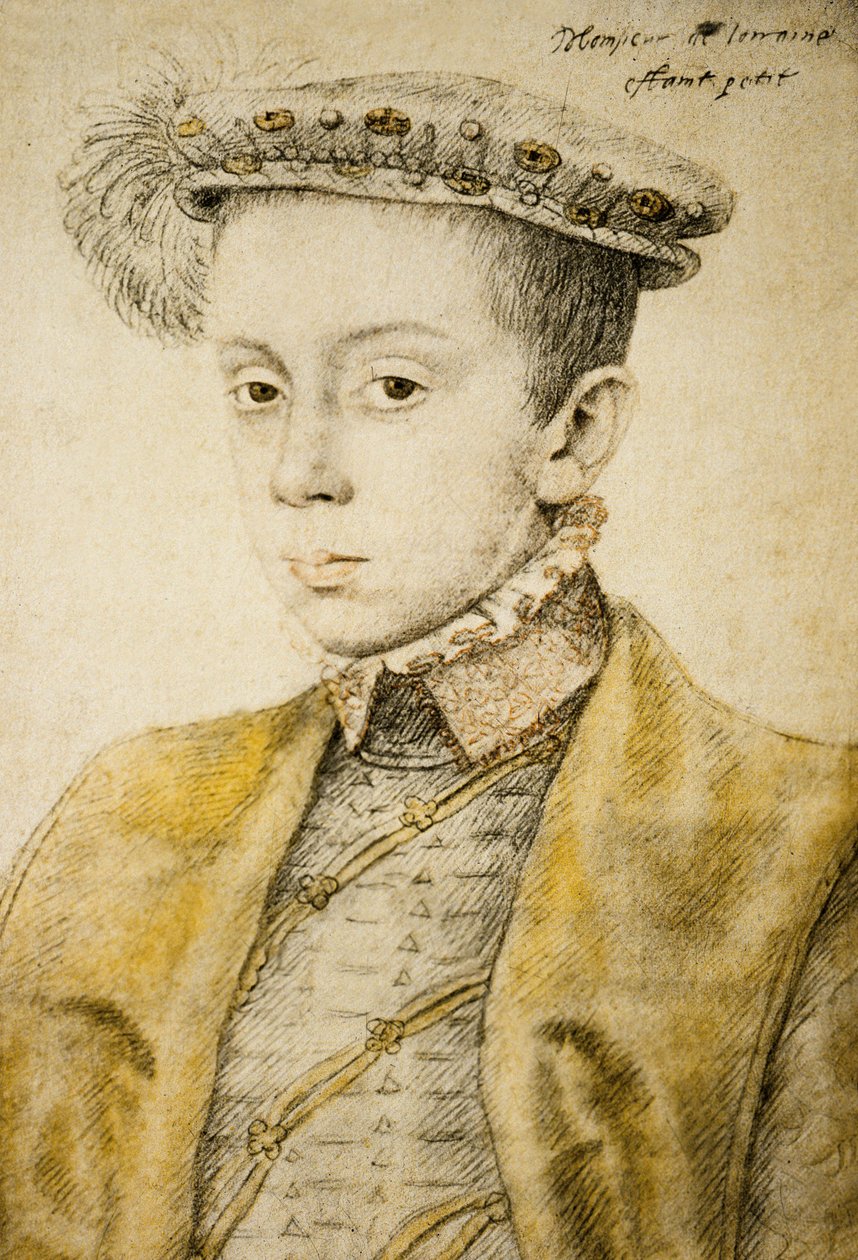 Charles II tai III de Lorraine (1543-1608), n. 1558 (drashwash, akvarelli, lyijykynä) af François Clouet