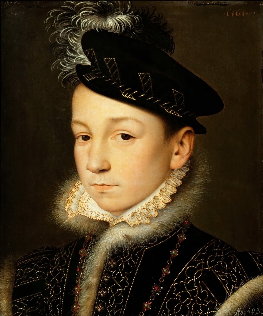 Tysk: Kong Karl IX af Frankrig (1550-1574), buste Kong Karl IX af Frankrig af François Clouet