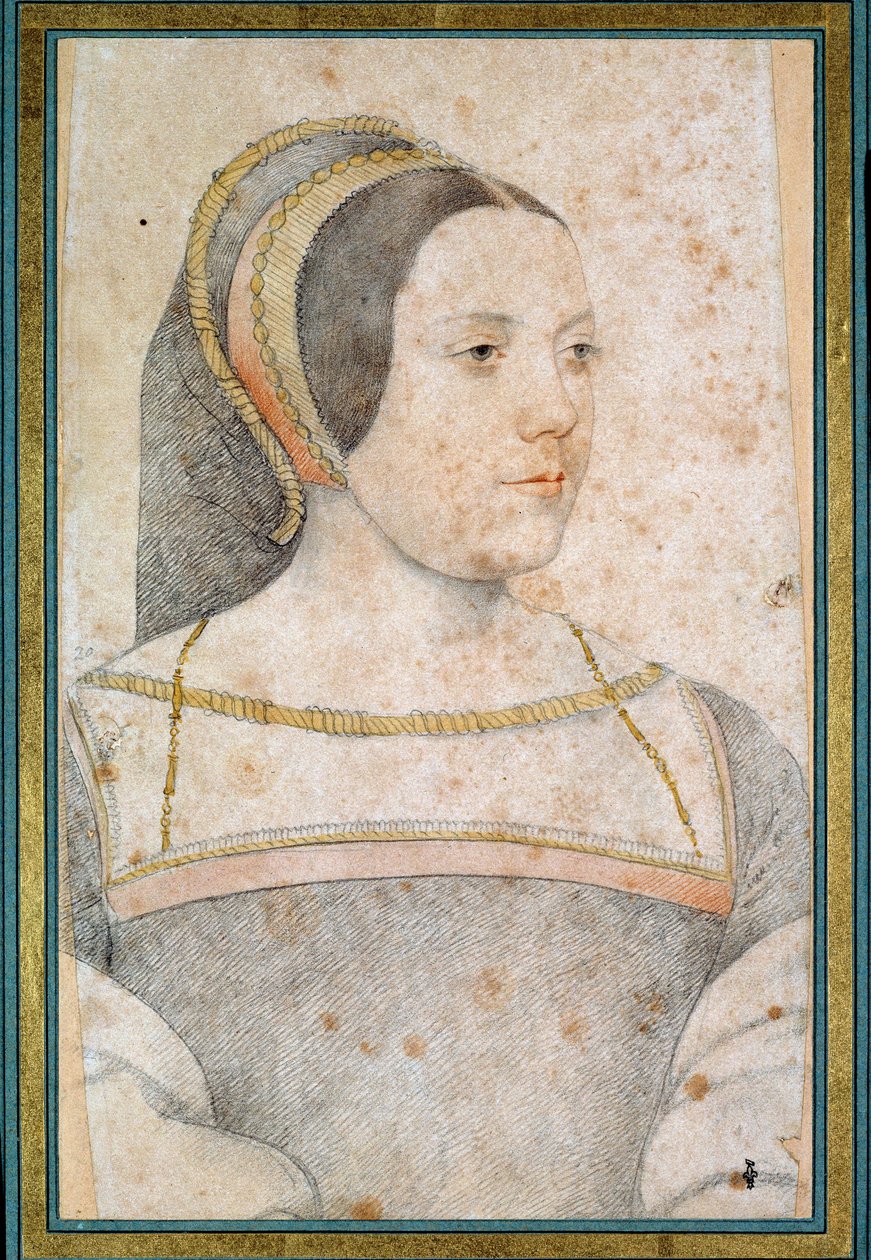 Portræt af Judith af Assigny, hustru til Jean de Crequi, far til Cannaples (1502 - 1558). Tegning med sort sten og blod af Francois Clouet (1515-1572) af François Clouet