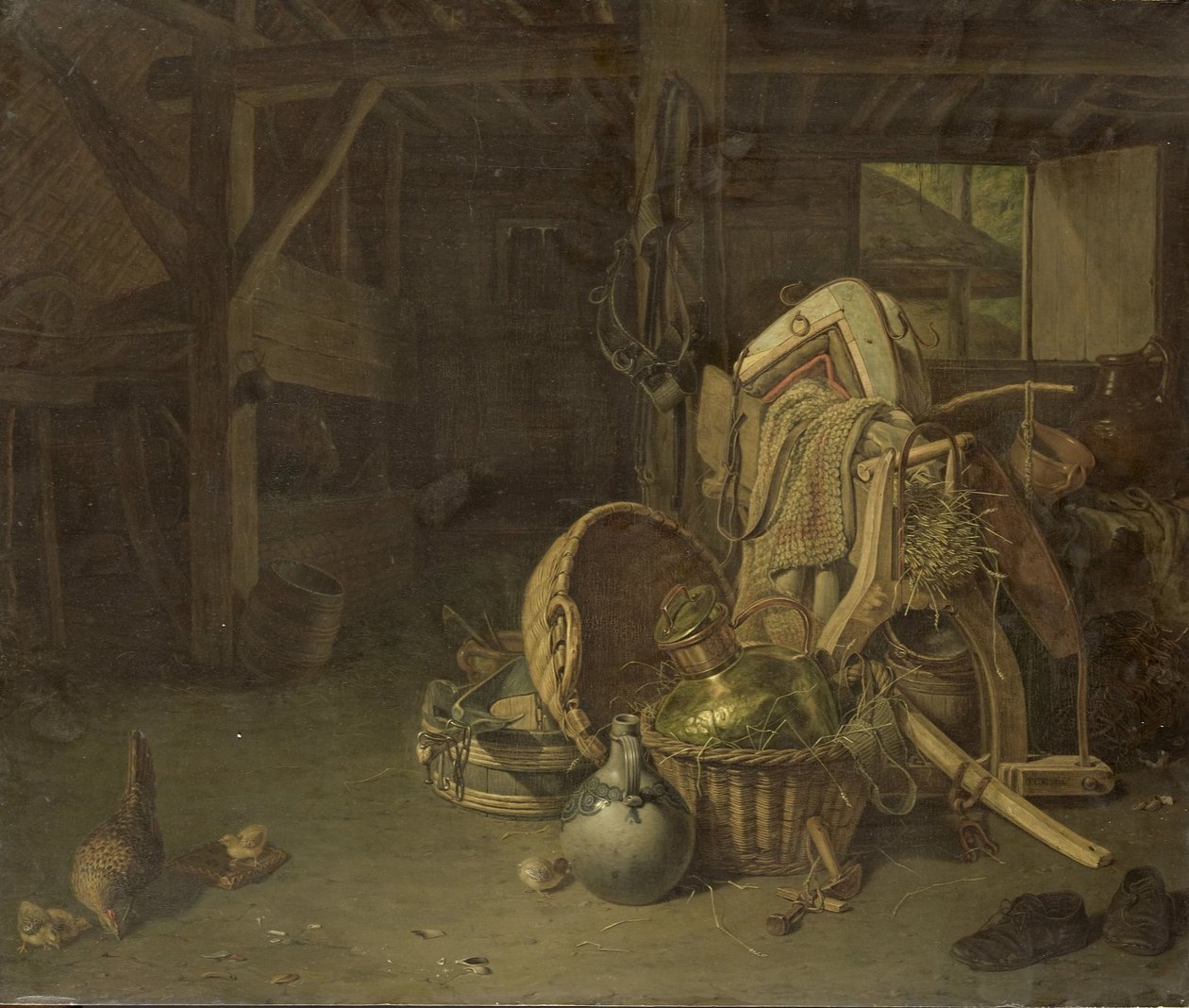 Stilleben i en stald af François Cornelis Knoll