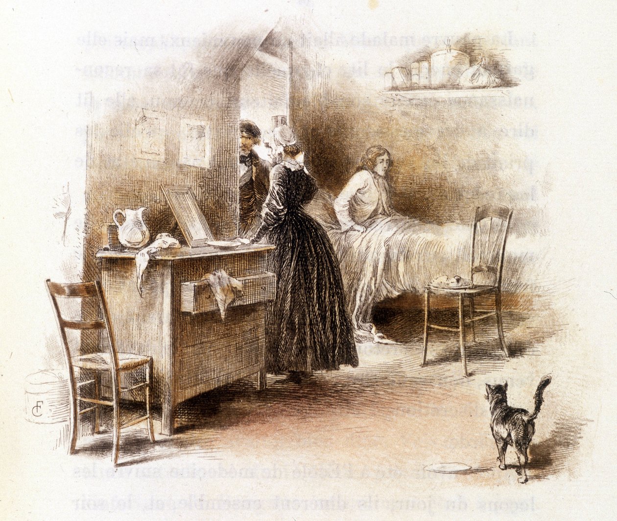 Illustration af "" Profile of grisette""" ny tilhørende Receuil "" Mimi de Pinson"" af Alfred de Musset af François Courboin
