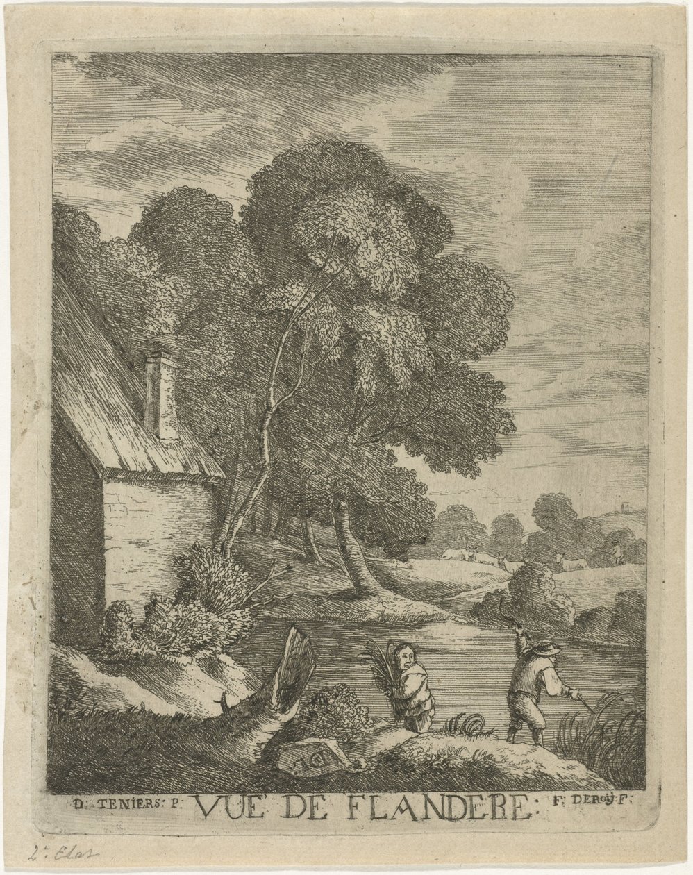 flamsk landskab Vue de Flandere (titel på objekt) af François Deroy