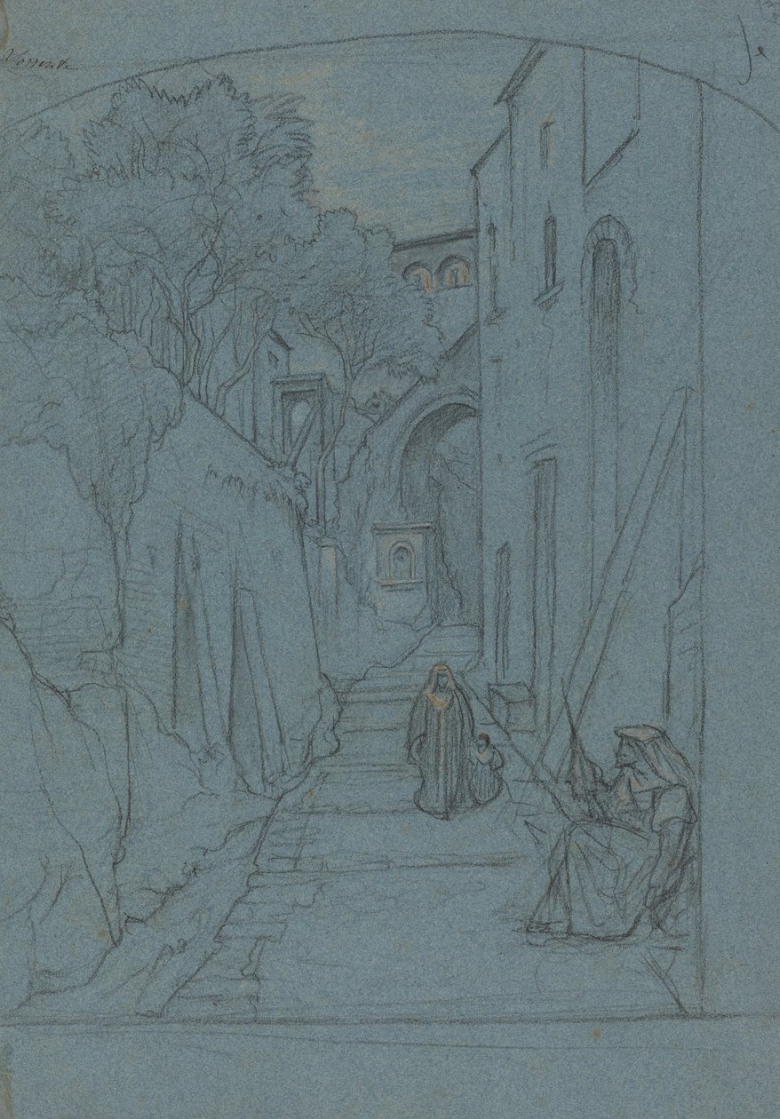 Se op ad en gade i Sorrento [verso] af François Edouard Bertin