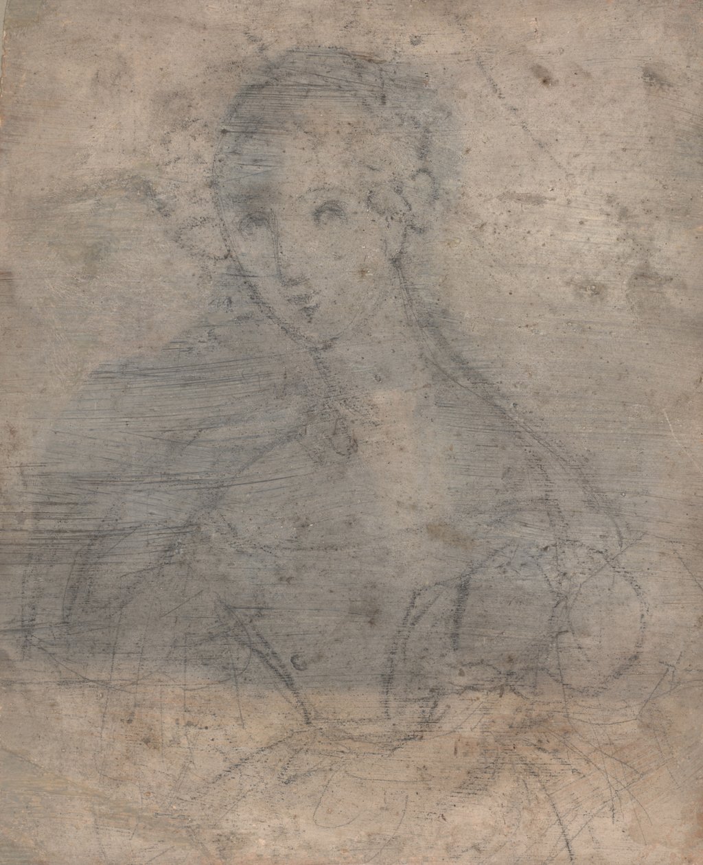 Skitse af Marie Louise Tetu, Madame François Fleischbein, før ca. 1833 (blandede medier (pen, blæk og kridt)) af François Fleischbein