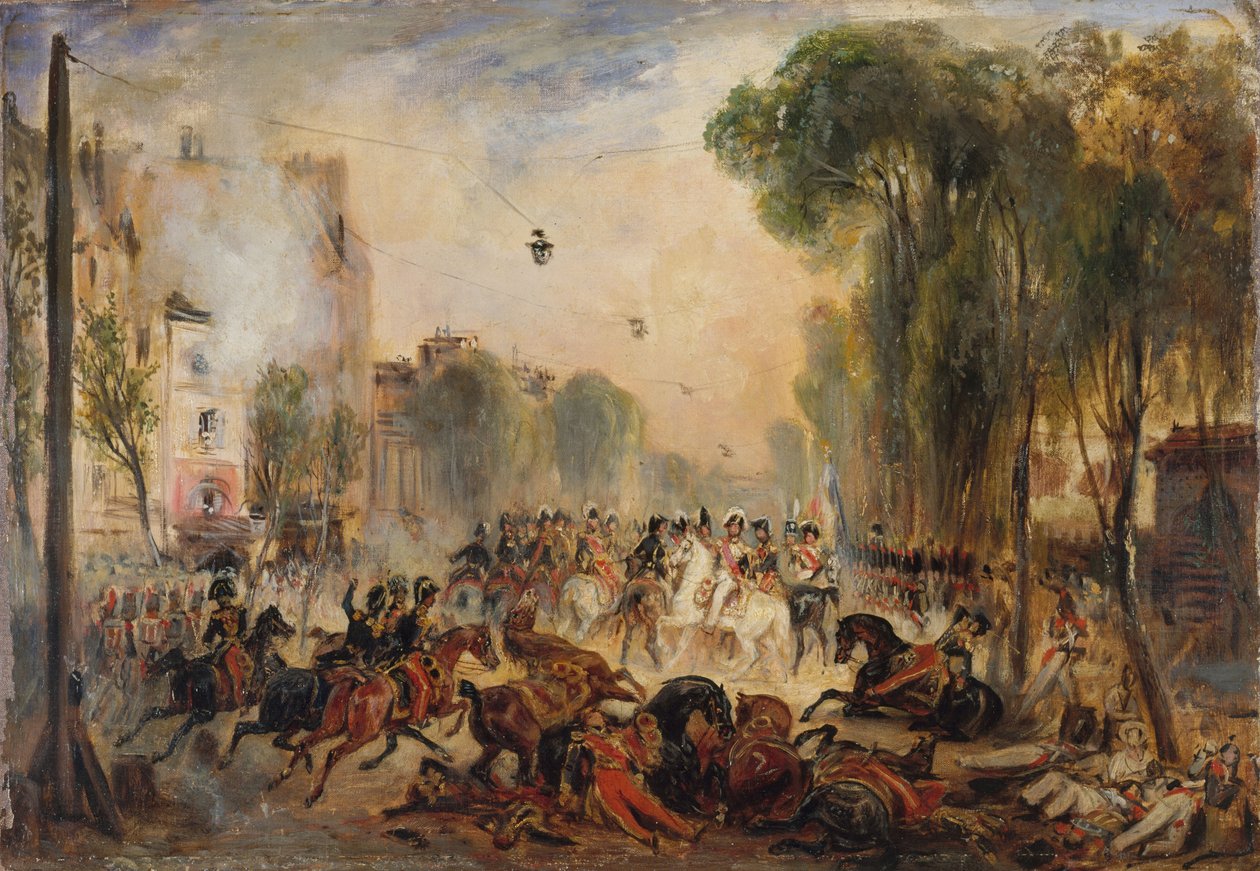 Attentatforsøg af Joseph Fieschi på kong Louis Philippe I af Frankrig den 28. juli 1835. af François Gabriel Lépaulle