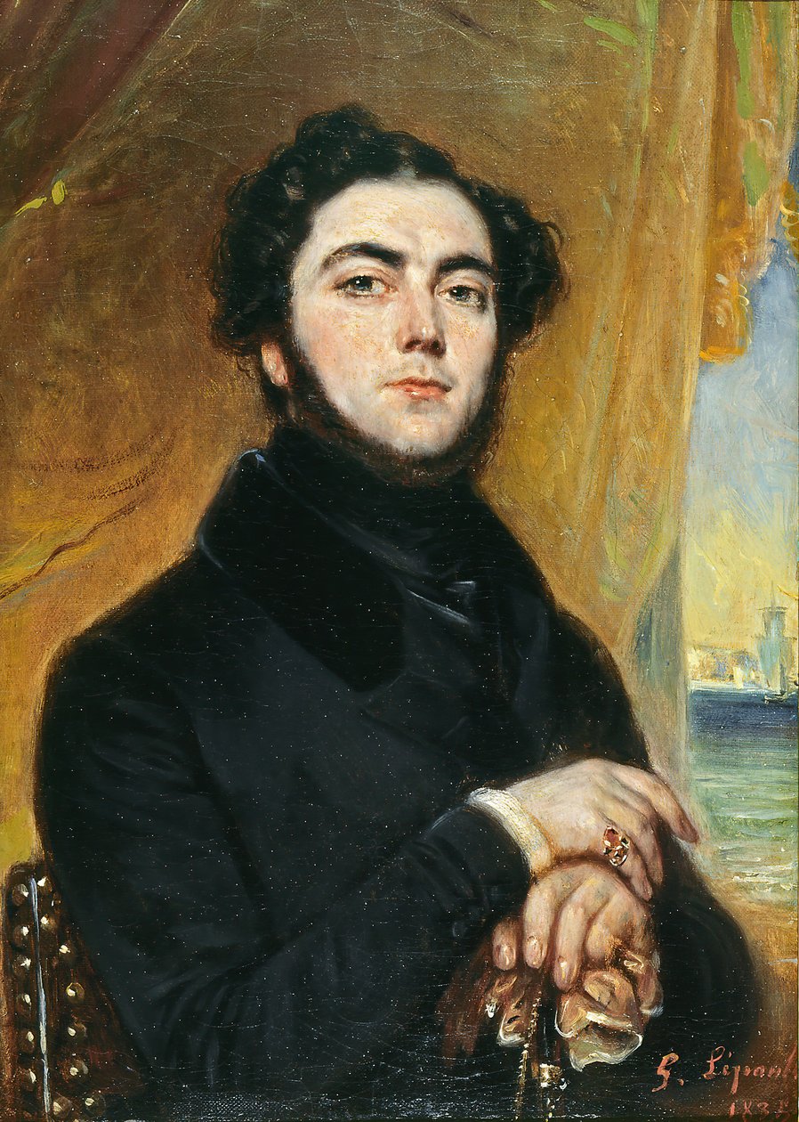 Portræt af romanforfatteren Eugène Sue 1804-1857, 1836. af François Gabriel Lépaulle