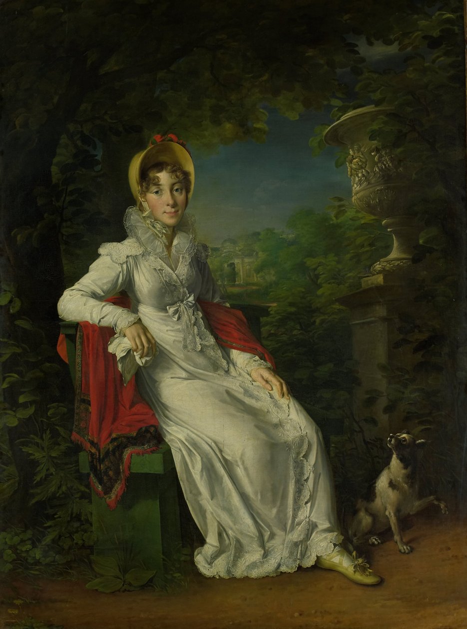 Carolina Ferdinanda Louisa af Sicilien (1798-1870). Hustru til Charles Ferdinand, Duc de Berry, i parken Bagatelle i Bois de Boulogne (nær Paris) af François Gérard