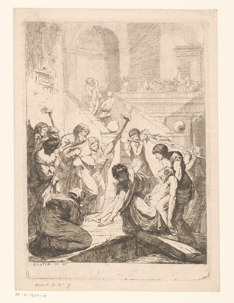 Begravelse af de døde Seven Labours of Mercy (serietitel) Les sept oeuvres de miséricorde (serietitel) af François Hutin