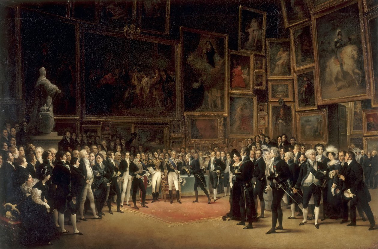 Charles X uddeler priser til kunstnere, der udstiller på salonen i 1824 på Louvre af François Joseph Heim