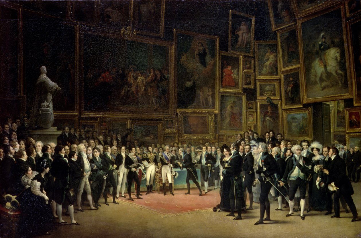 Charles X overrækker priser til kunstnerne i slutningen af udstillingen i 1824 af François Joseph Heim