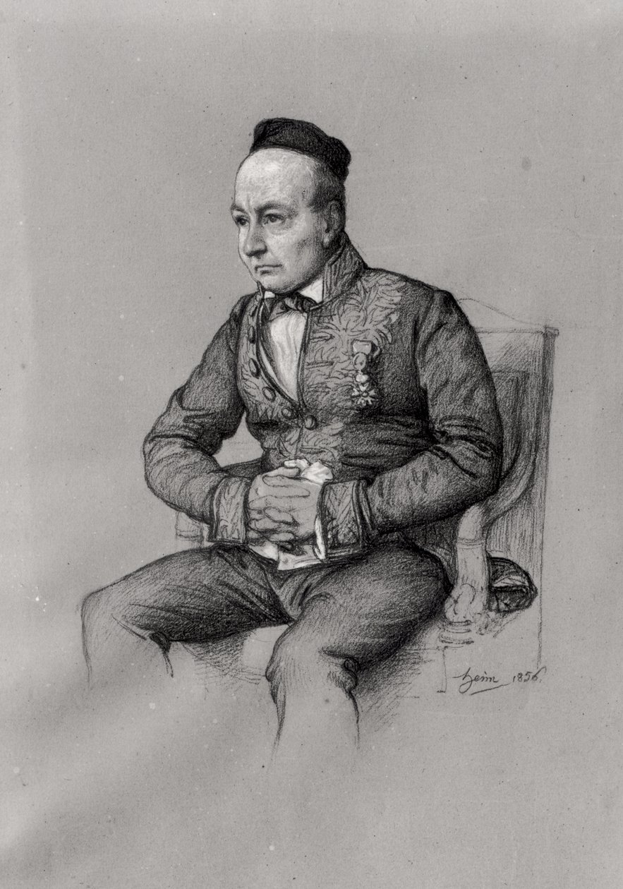 Portræt af Charles Augustin Sainte-Beuve (1804-69) 1856 (kridt på papir) af François Joseph Heim