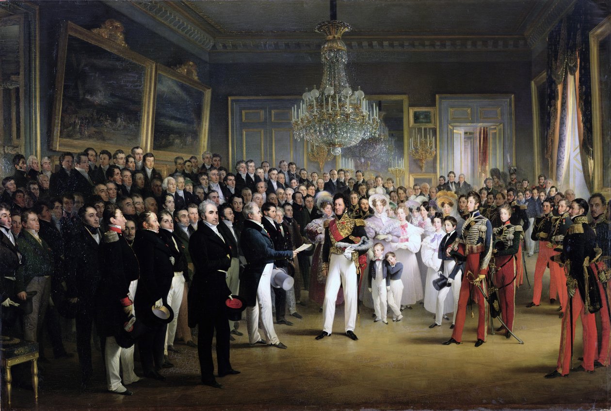 Deputeretkammeret i Palais Royal indkalder hertugen af Orleans, 7. august 1830 af François Joseph Heim