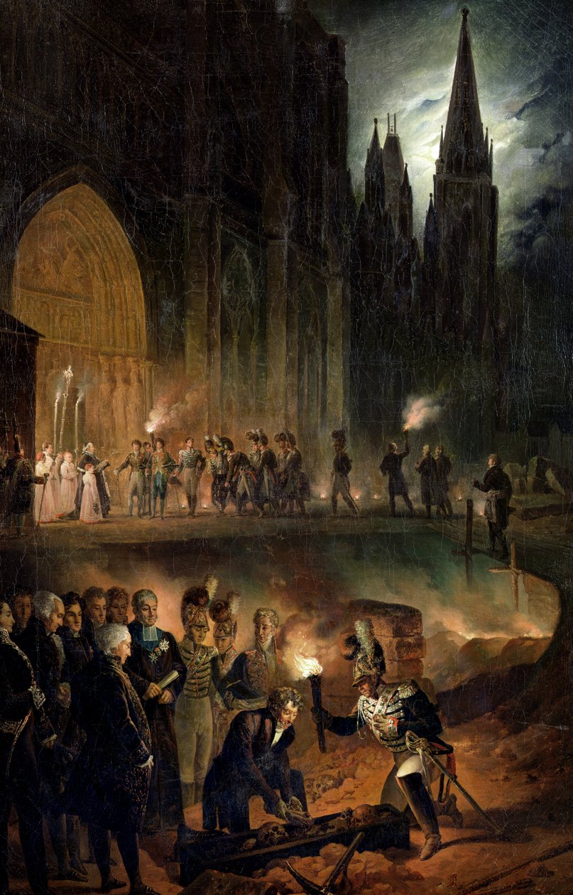 Overførsel af den kongelige families knogler til kirken St. Denis, 18. januar 1817 af François Joseph Heim