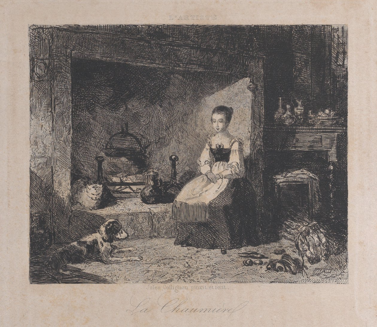 The Cottage La Chaumiere, 1800-50., 1800-50. af François Jules Collignon