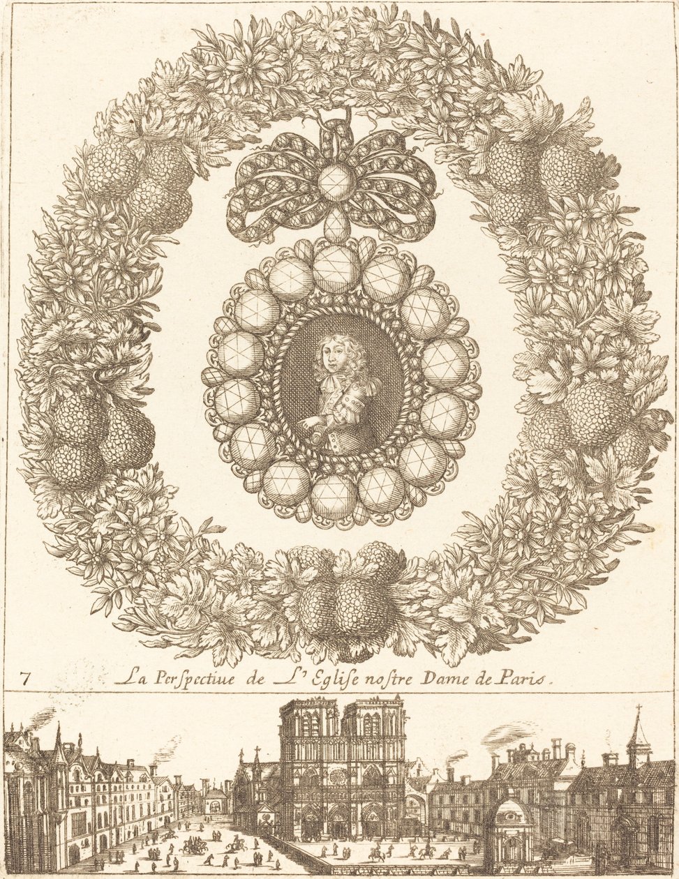 Perspektivet af Notre Dame de Paris kirken af François Le Febvre