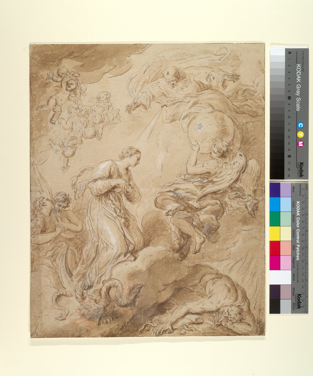 The Immaculate Conception, ca. 1700-37 (blæk, vask og gouache på papir) af François Lemoyne