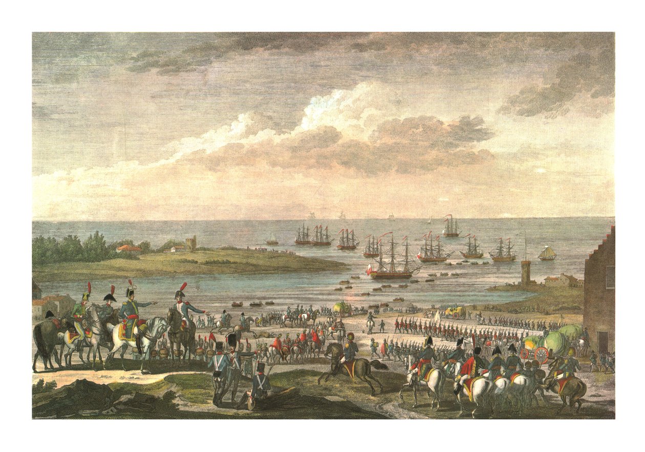 Englændernes indskibning i Holland, 30. november 1799, c1850 af François Louis Couché