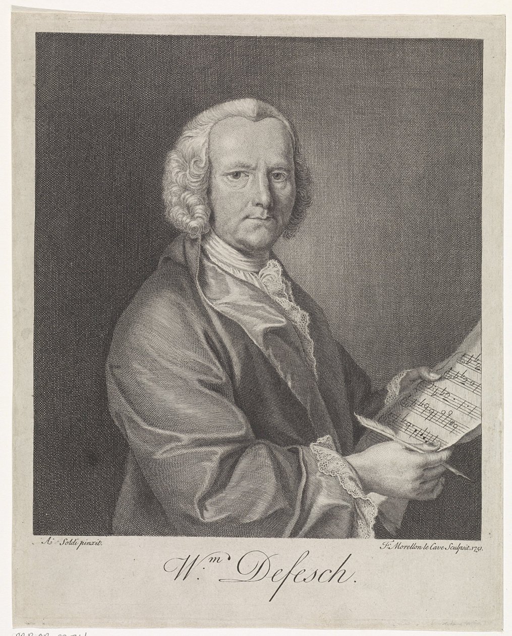 Portrait of the Composer Willem de Fesch 1687-1761, 1751dani af François Morellon de La Cave