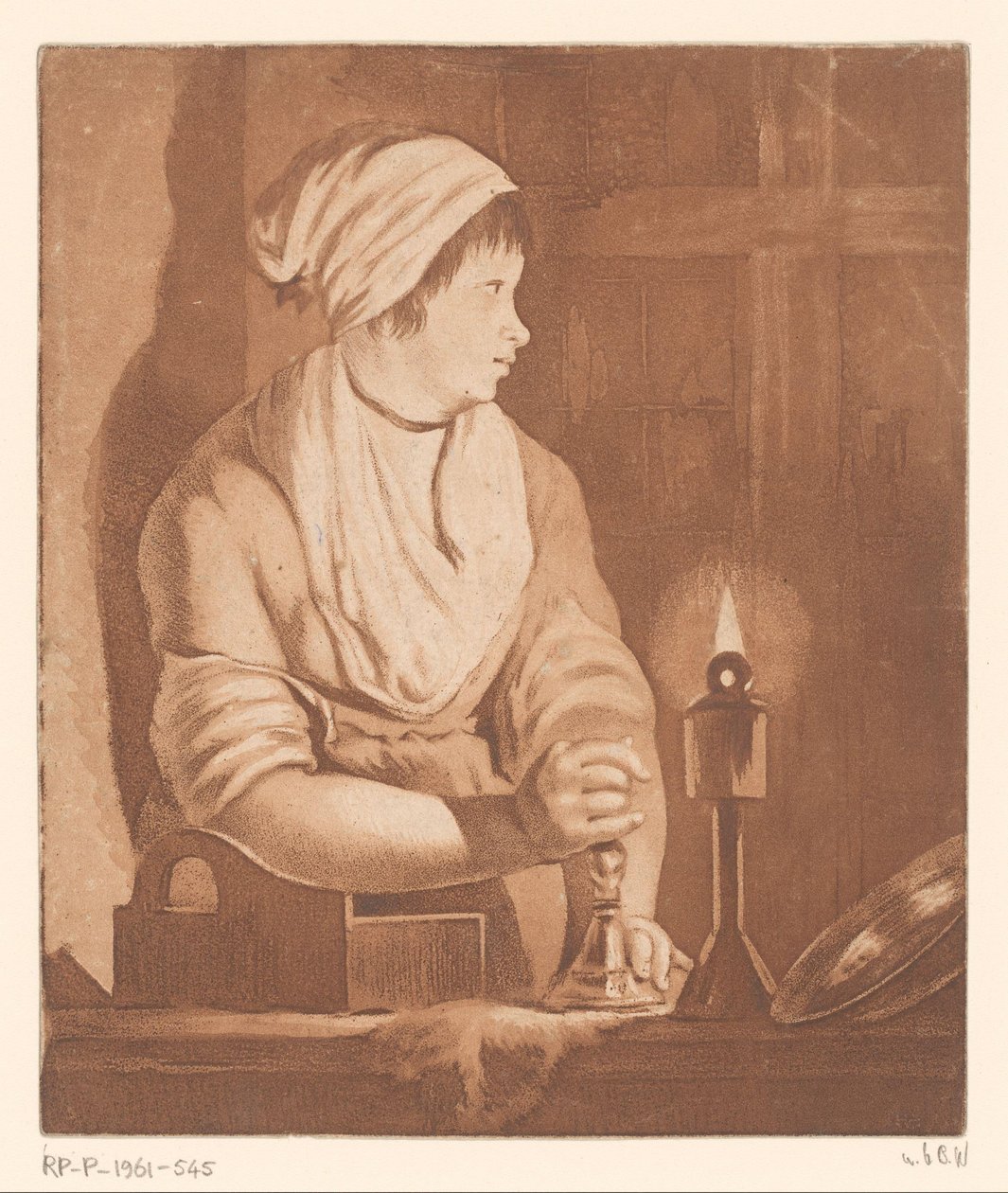 Kvinde ved levende lys af François Philippe Charpentier (possibly)