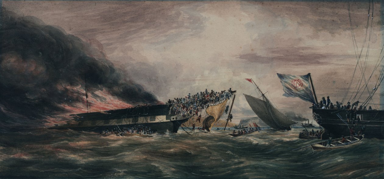 Afbrænding af emigrantskibet Ocean Monarch, 24. august 1848 af François Prince de Joinville D
