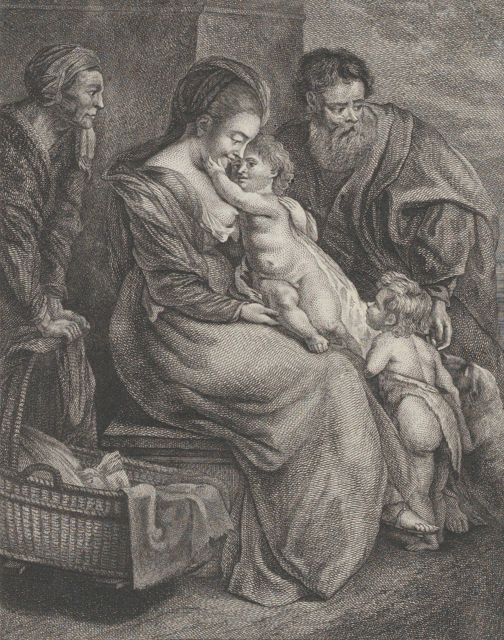 Den hellige familie med Saint Elizabeth og Saint John the Baptist, CA. 1780. af François R. F. Brichet
