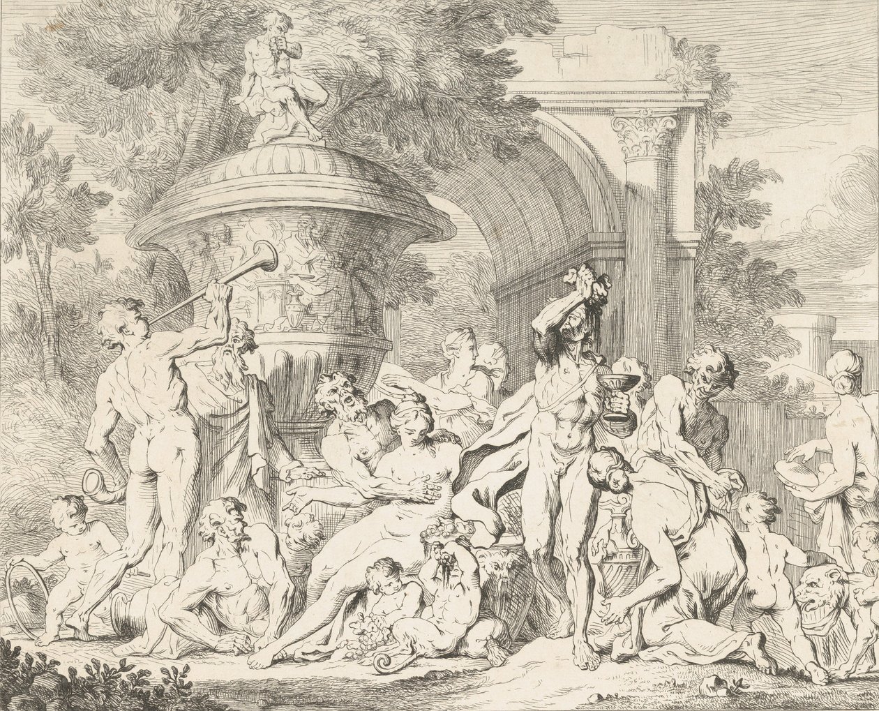 Bachnal, K. 1710-40. af François Roëttiers