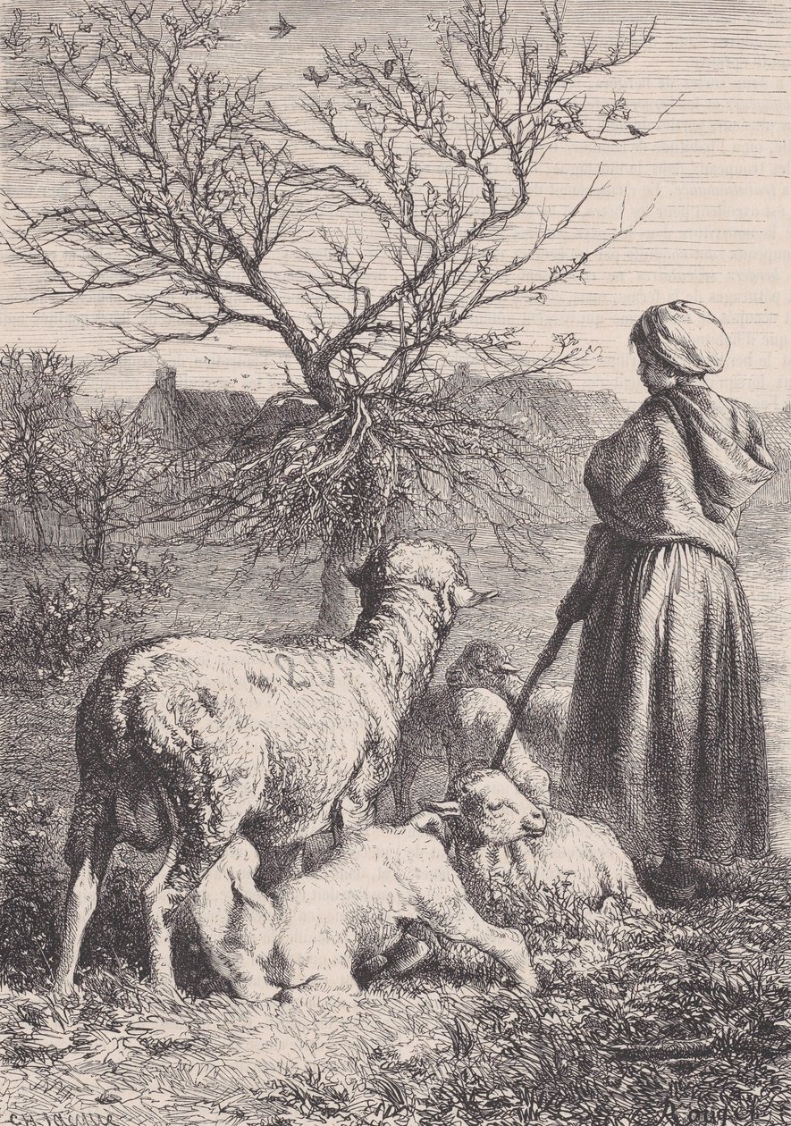 En hyrdinde, ca. 1852. af François Rouget