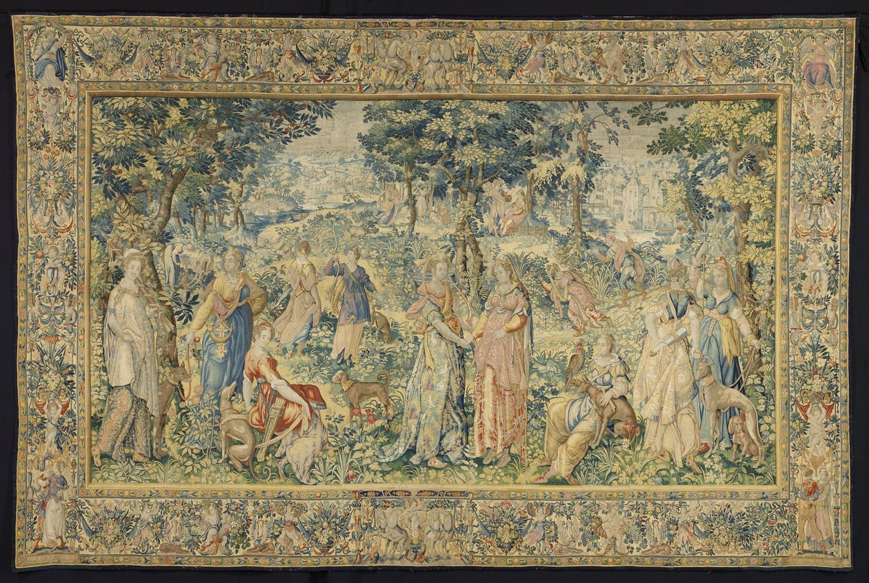 Cephalus og Procris Gobelin, der afbilder historien om Cephalus og Procris fra Diana-serien The Histories of Diana (serietitel) af François Spiering (workshop of)