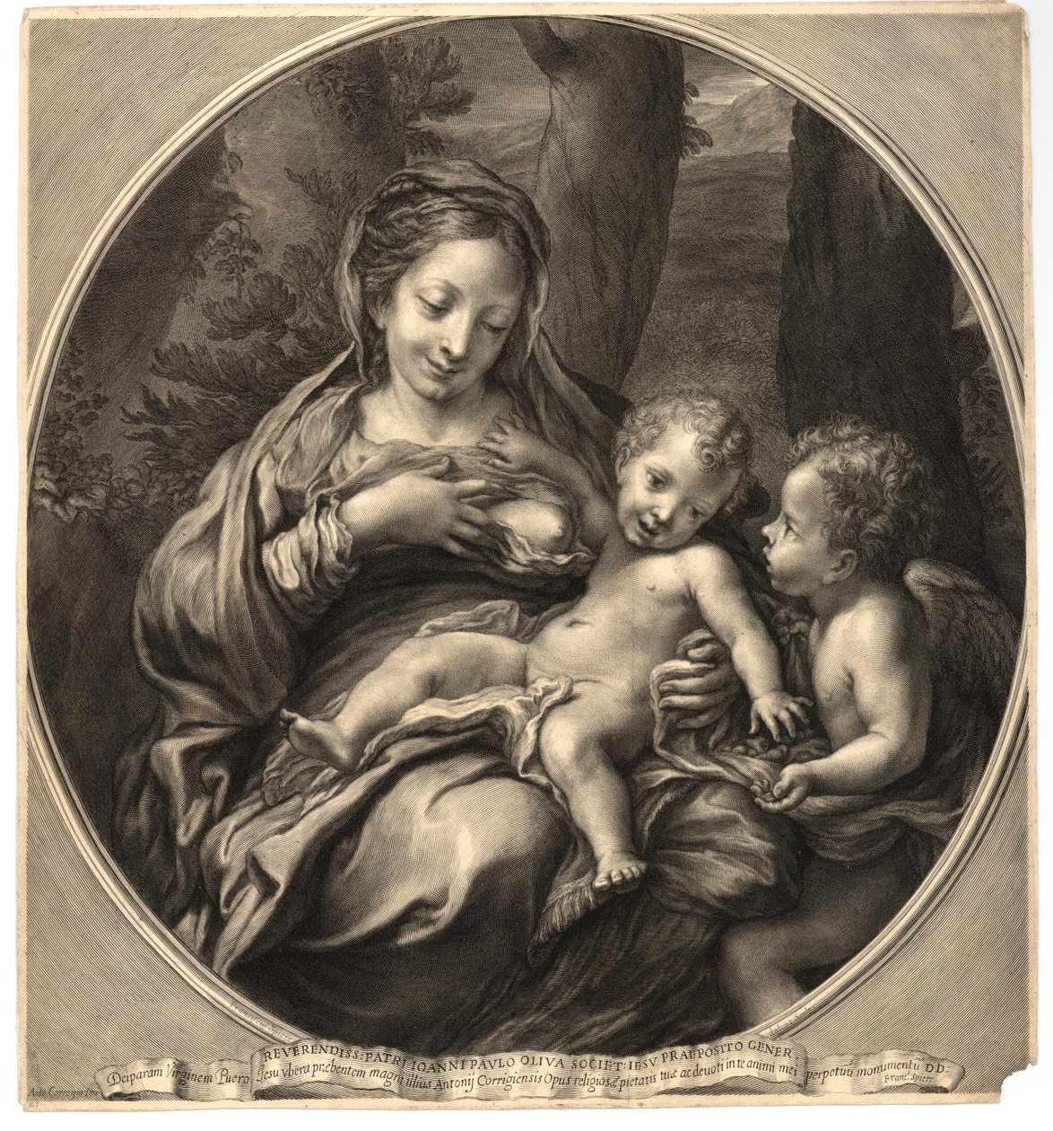 François Spierre - Madonna del Latte (Jomfru og barn med engel), efter Correggio, W,8.14 af François Spierre