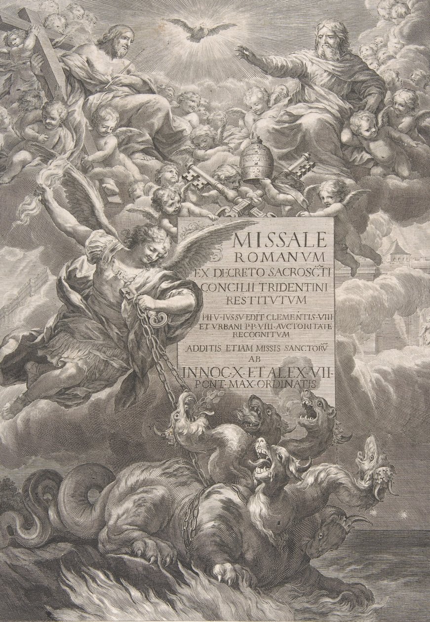 Den hellige treenighed med Sankt Michael, der besejrer en sekshovedet drage, frontispice til 