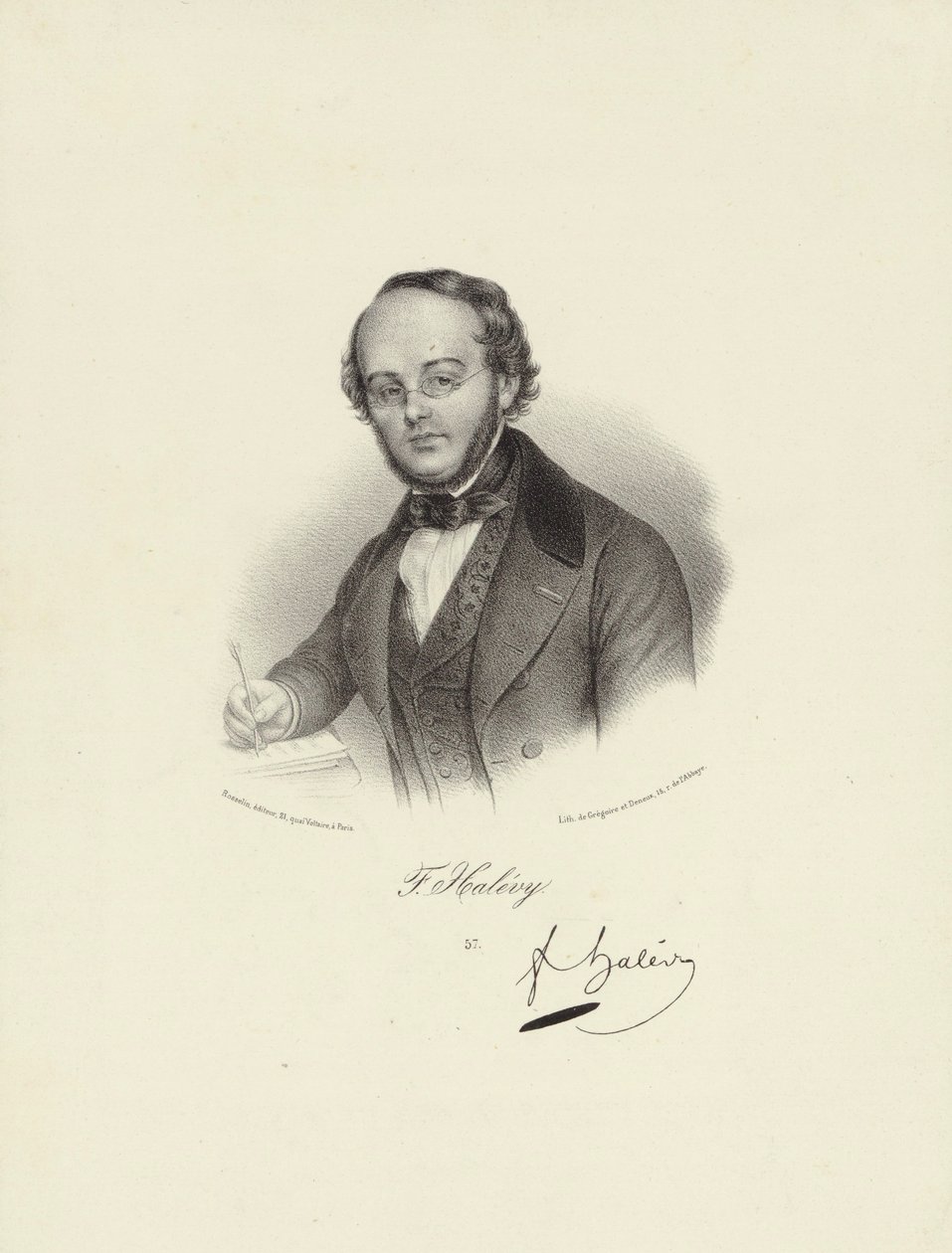 Afbildet person:  Jacques Fromental Halévy af Francois Seraphin Delpech