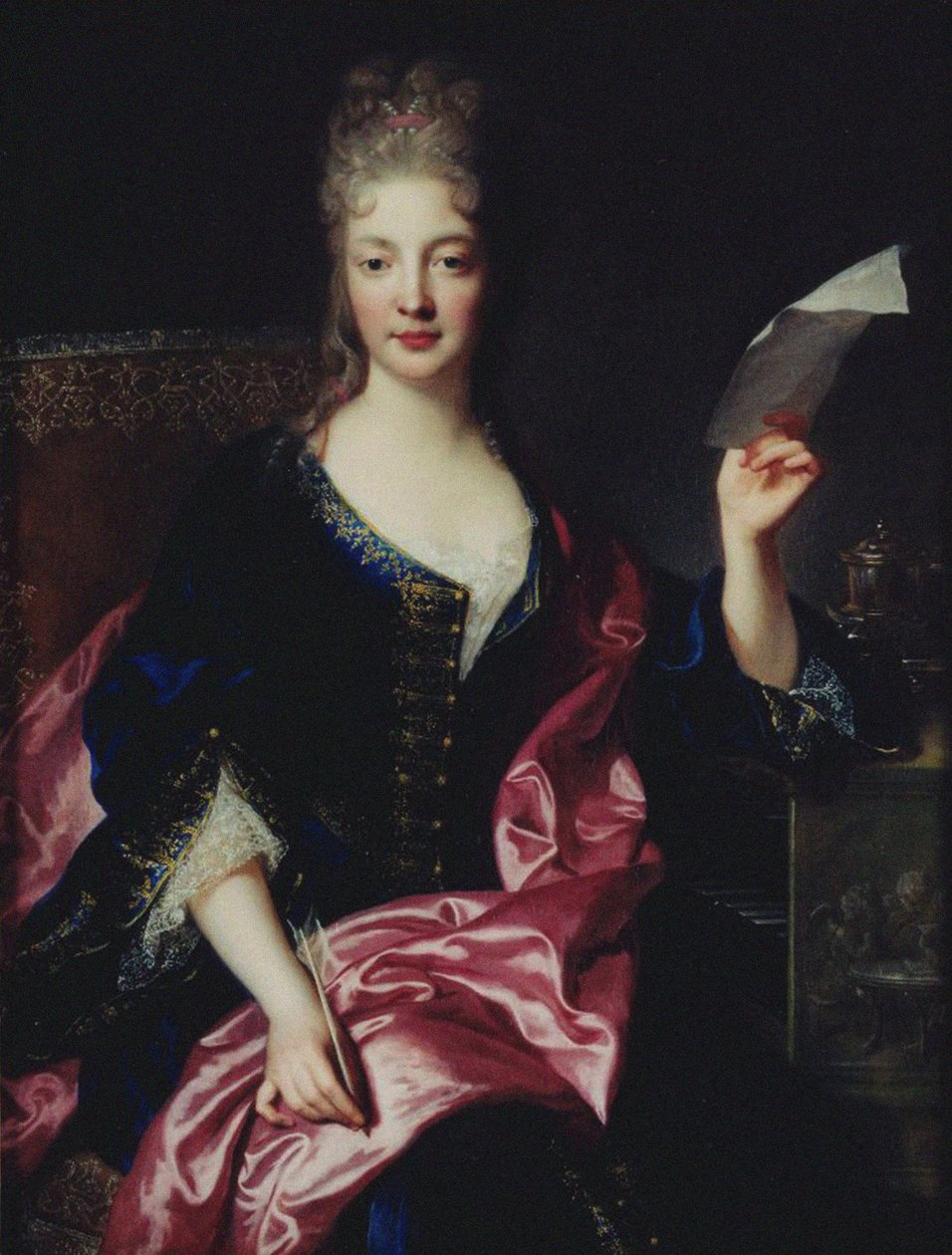 Portræt af komponisten Elisabeth Claude Jacquet de La Guerre 1665-1729. af François Troy de