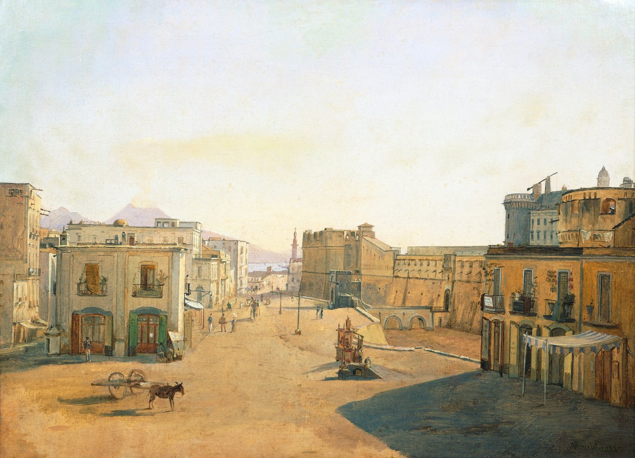 Largo del Castello med lanternen fra Molo Pier i Napoli af François Vervloet