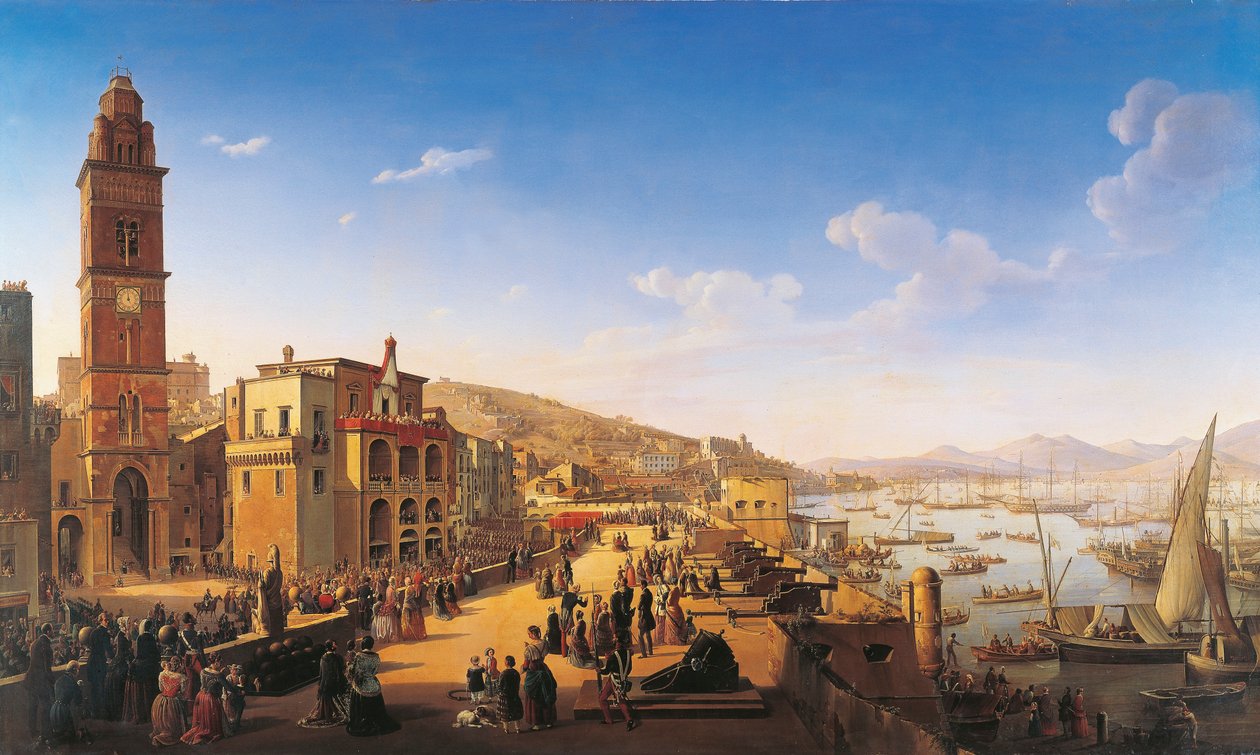 Pius IX velsigner Bourbon fra Napoli kongefamilie (olie på lærred) af François Vervloet