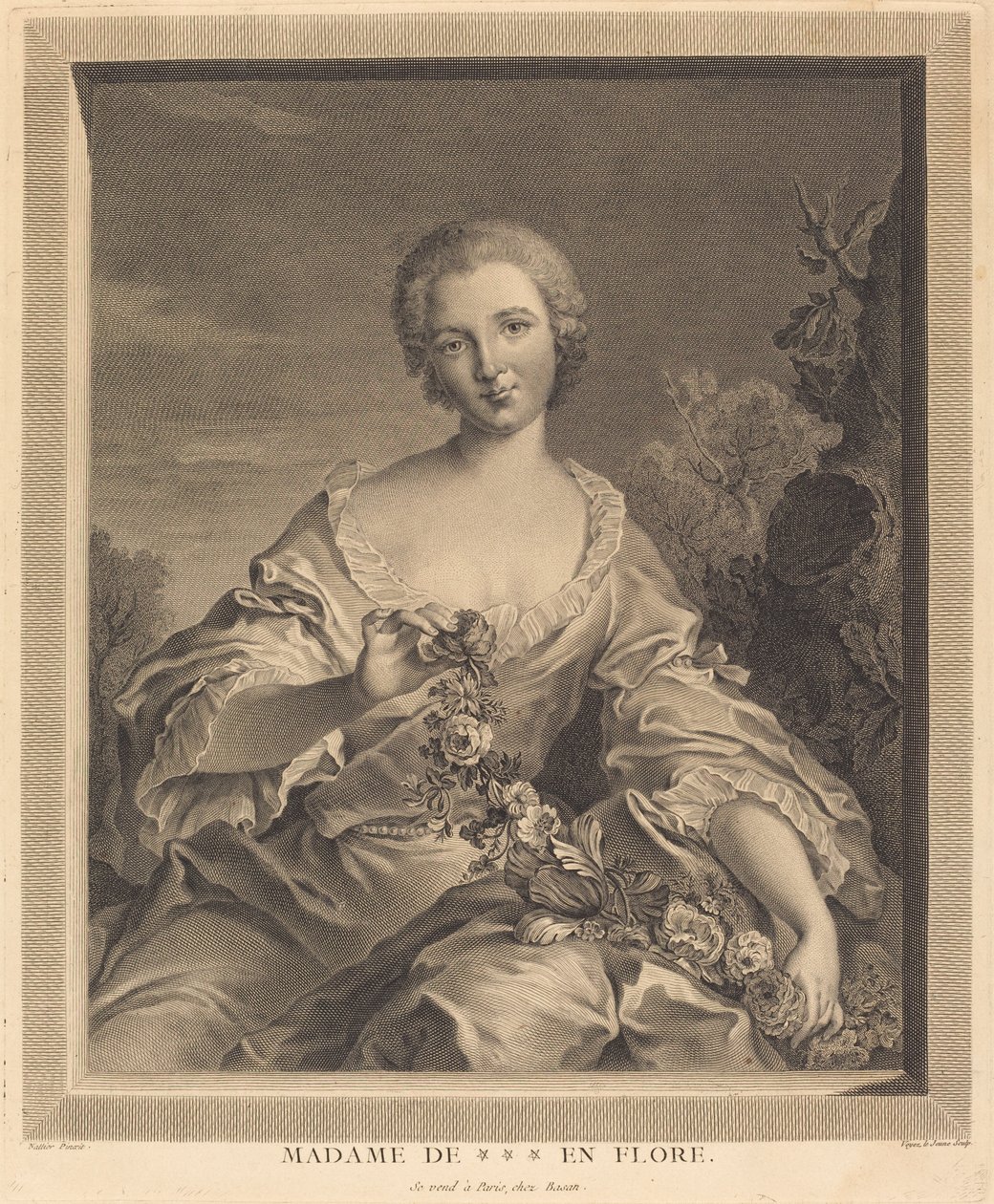 Fru XXX i Flora af François Voyez after Jean Marc Nattier