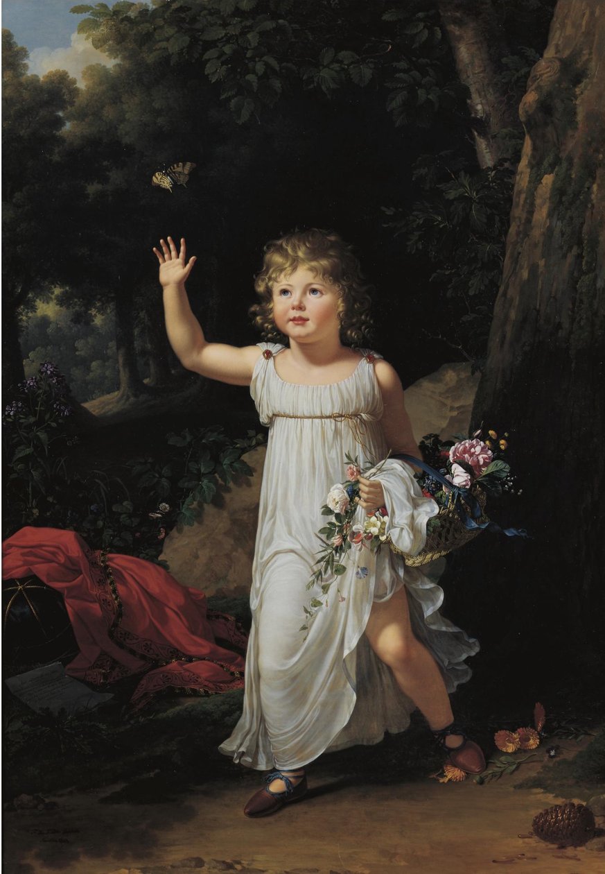 Fransk:  Portrait du jeune Edgar Clarke Portræt af Edgar Clarke, i fuld længde, i en skov af Francois Xavier Fabre